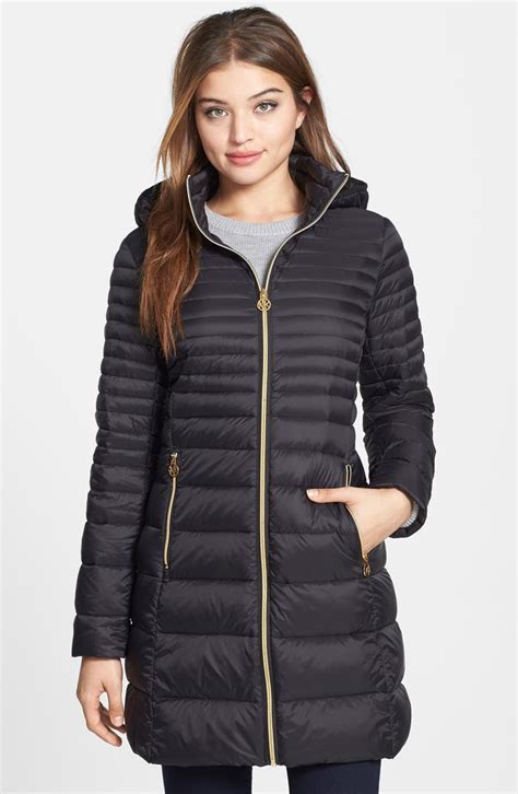 michael michael kors hooded packable down coat|Michael Kors down filled coat.